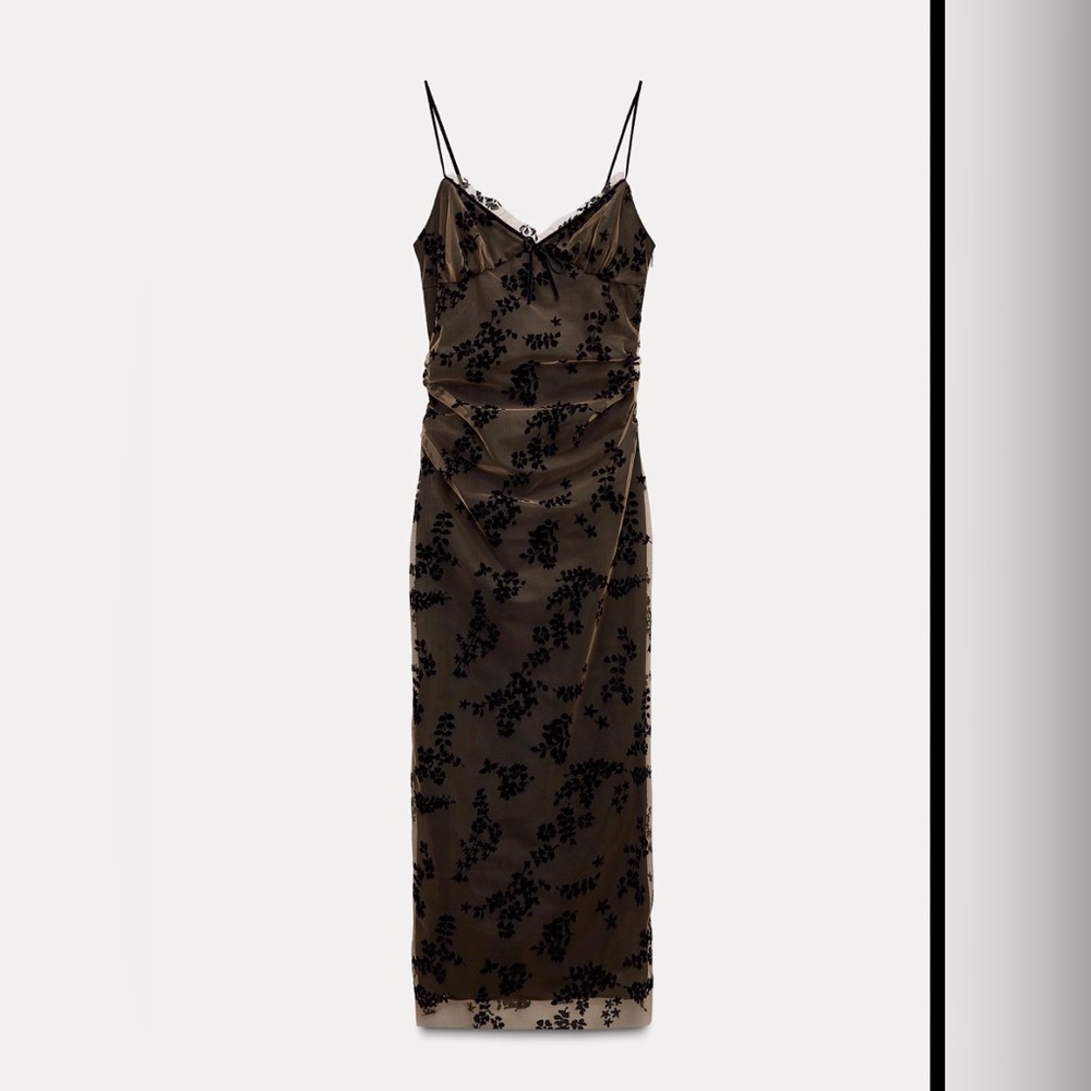 Zara Combined Devore Midi Dress
